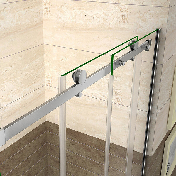 AICA SANITAIRE - Porte de douche coulissante 160cm Hauteur 195cm en verre 8mm securit anticalcaire, porte de douche installée en niche - large