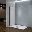 AICA SANITAIRE - Paroi de douche avec retour pivotant 120+40x200cm, charnières, AICA paroi de douche à l'italienne en verre anticalcaire avec barre de fixation 90cm en carré - vignette