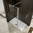 AICA SANITAIRE - Paroi de douche 110+30x200cm avec barre de fixation 140cm en carré, verre 8mm anticalcaire, AICA paroi de douche à l'italienne avec retour pivotant 30cm - vignette