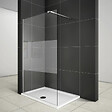AICA SANITAIRE - Paroi de douche 140x200cm avec barre de fixation 90cm pince renforcée, AICA paroi de douche à l'italienne en 8mm verre bande centrale dépoli - vignette