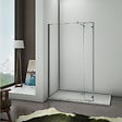 AICA SANITAIRE - Paroi de douche avec retour pivotant 90+40x200cm, charnières, AICA paroi de douche à l'italienne en verre anticalcaire avec barre de fixation cylindrique 70-120cm - vignette