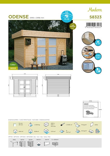 SOLID - Abri de jardin bois Odense - Bois - L.342xH.232xP.342cm - large