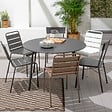 OVIALA - Table de jardin ronde en acier anthracite 120 x 72 cm - Palavas - vignette