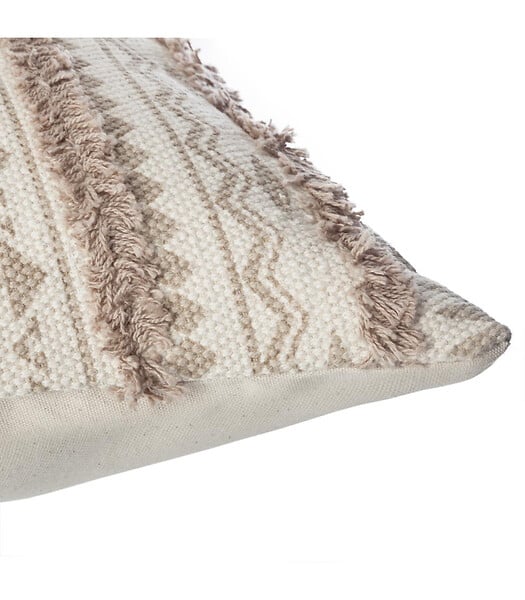 ATMOSPHERA - Housse de coussin  en coton Beige lin tufté 40 x 40 cm - large