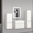 AICA SANITAIRE - Ensemble de meuble de salle de bain blanc clair 59cm+Vasque+Miroir+Colonne meuble salle de bain-Armoire de rangement-Meubles-lavabos - vignette