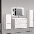 AICA SANITAIRE - Ensemble de meuble de salle de bain blanc clair 79cm+Vasque+Miroir+Colonne meuble salle de bain-Armoire de rangement-Meubles-lavabos - vignette