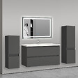 AICA SANITAIRE - Ensemble de meuble de salle de bain anthracite 99cm+Vasque+Miroir+Colonne meuble salle de bain-Armoire de rangement-Meubles-lavabos - vignette
