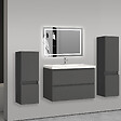AICA SANITAIRE - Ensemble de meuble de salle de bain anthracite clair 79cm+Vasque+Miroir+Colonne meuble salle de bain-Armoire de rangement-Meubles-lavabos - vignette