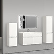 AICA SANITAIRE - Ensemble de meuble de salle de bain blanc clair 79.5cm+Vasque+Miroir+Colonne meuble salle de bain-Armoire de rangement-Meubles-lavabos - vignette