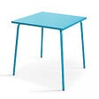 OVIALA - Ensemble table de jardin carrée et 4 fauteuils acier bleu - vignette