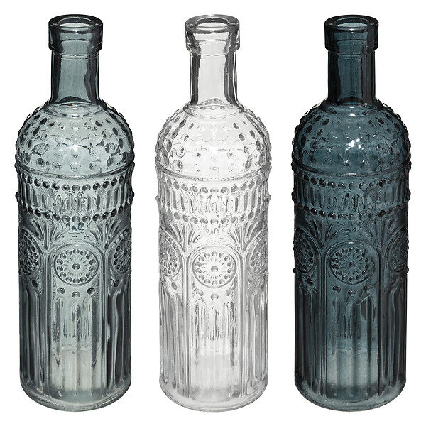 ATMOSPHERA - Lot 3 bouteilles déco verre - H.24,5cm - Assorties - large