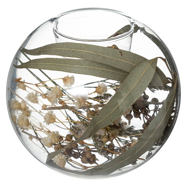ATMOSPHERA - Photophore boule verre fleurs séchées - 10cm - large