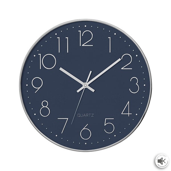 ATMOSPHERA - Horloge murale ronde plastique - effet 3D argenté - Diam.30cm - large