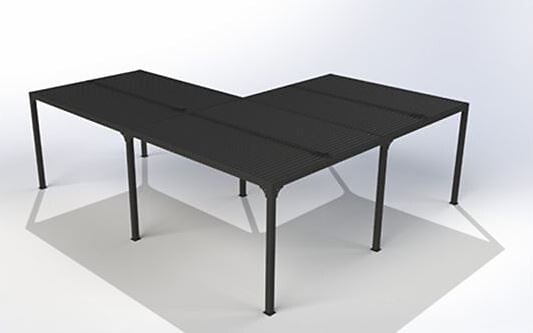 HABRITA - Pergola bioclimatique XXL, 32,63 m2, ALUMINIUM, en "L" - large