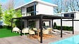 HABRITA - Pergola bioclimatique XXL, 32,63 m2, ALUMINIUM, en "L" - vignette