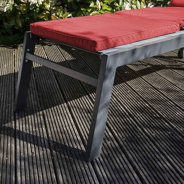 OVIALA - Coussin pour bain de soleil rouge 186 x 53 x 5 cm - Picchu - large