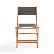 OVIALA - Lot de 2 chaises pliantes en bois d'eucalyptus et textilène noir - Sete - vignette