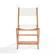 OVIALA - Lot de 2 chaises pliantes en bois d'eucalyptus et textilène blanc - Sete - vignette