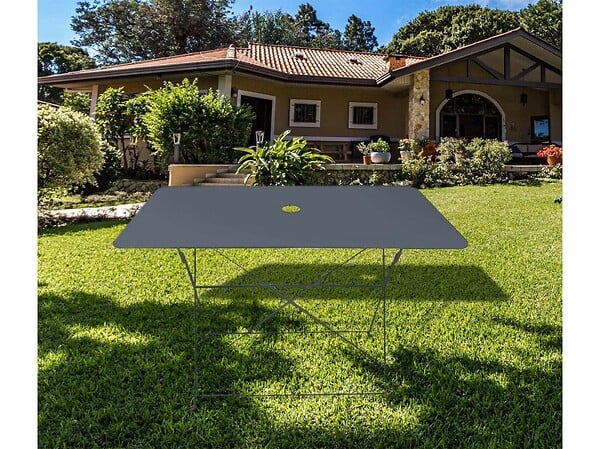 CHALET & JARDIN - Table rectangulaire d'extérieur pliante Bistro en acier - Gris - large