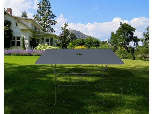CHALET & JARDIN - Table rectangulaire d'extérieur pliante Bistro en acier - Gris - large