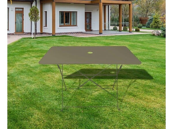 CHALET & JARDIN - Table rectangulaire d'extérieur pliante Bistro en acier - Taupe - large