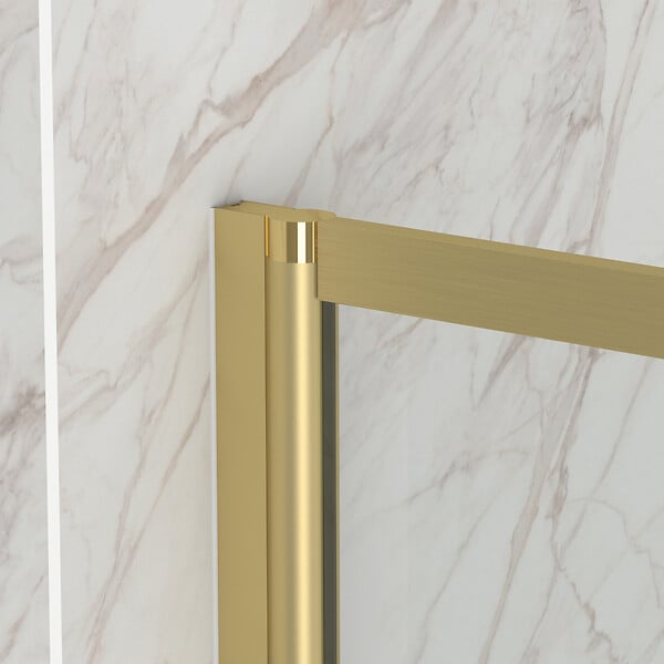 AURLANE - Pare baignoire rabattable 75x130cm - Finition Or Doré Brossé - GOLDY CONTOURING SCREEN - large