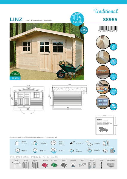 SOLID - Abri de jardin Linz - Bois - 15,05m2 - large