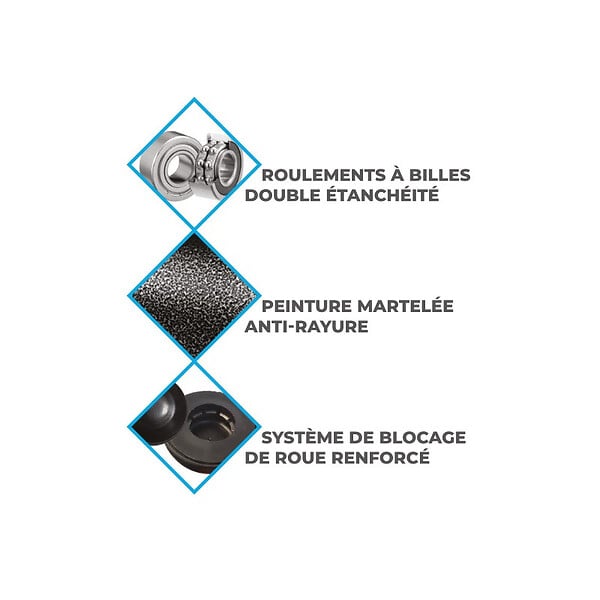 STOCKMAN - Diable charge cylindrique roues en caoutchouc noir 200kg SAC15-RSN Stockman - large
