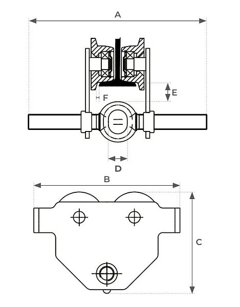 STOCKMAN - Chariot porte palan manuel mise en place rapide 500kg 55-220mm PT05-A Stockman - large