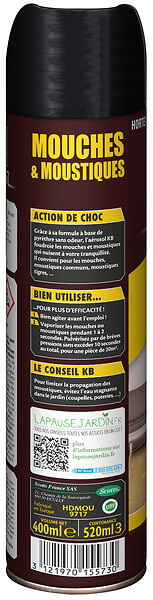 KB HOME DEFENSE - Insecticide KB Home défense anti-mouches et moustiques aérosol 400ml - large