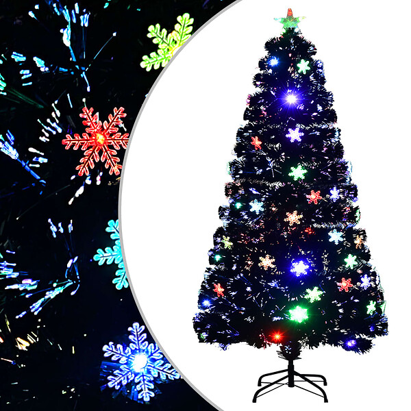 VIDAXL - vidaXL Sapin de Noël et flocons de neige LED Noir 120 cm Fibre optique - large