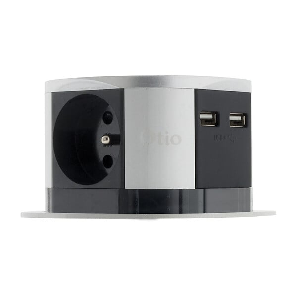 Bloc multiprise encastrable compact - 3 prises 16A 2P+T et 2x USB - Otio