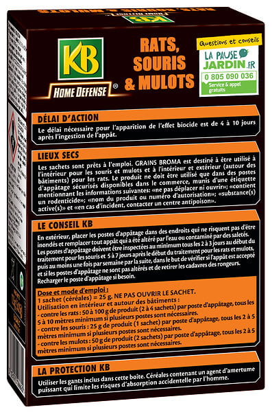 KB HOME DEFENSE - Appât rongeurs céréales - 5 sachets de 25g - large