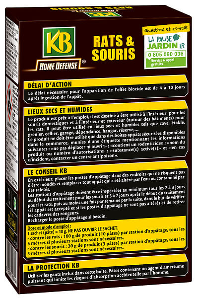KB HOME DEFENSE - Anti-rats et souris pâtes 12 x 10gr - large