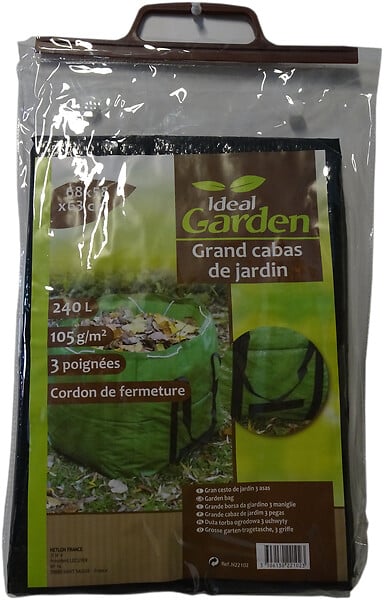 IDEAL GARD - Grand Sac Jardin 3 Poignées - Vert - 240L - H.63xL.68xP.58cm - large