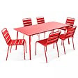OVIALA - Ensemble table de jardin et 6 chaises en métal rouge - Palavas - vignette