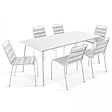 OVIALA - Ensemble table de jardin et 6 chaises en métal blanc - Palavas - vignette
