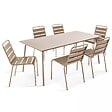 OVIALA - Ensemble table de jardin et 6 chaises en métal taupe - Palavas - vignette