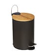 5 FIVE SIMPLY SMART - Poubelle de salle de bain en métal Noir charbon et couvercle en Bambou 3 L - vignette