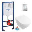 GROHE - Grohe Pack WC Bâti-support + Cuvette à fond creux sans bride O.novo + abattant softclose + Plaque Chrome (RapidSL-O.Novorimless-1) - vignette