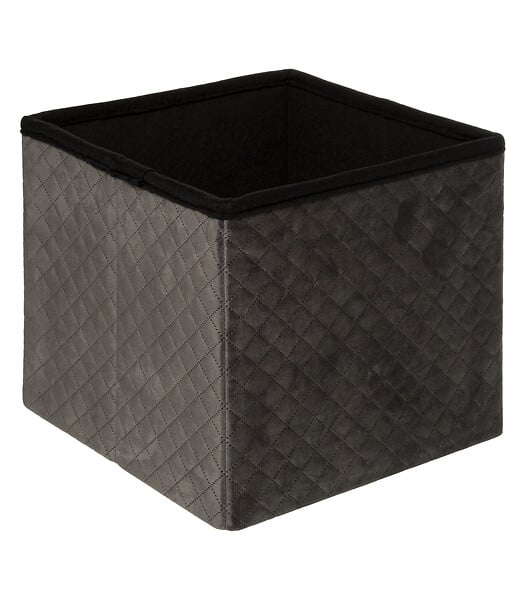 5 FIVE SIMPLY SMART - 2 en 1 Pouf et Coffre de rangement en velours Gris 31 x 31 cm - large