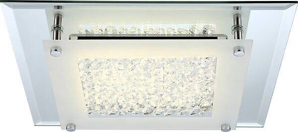 GLOBO - Plafonnier Liana - Chrome et verre satine - L28xl28xH6cm - large