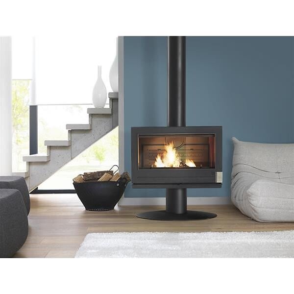 INVICTA - Poêle à bois ELTON 12 kW - Rdt: 75% - Bâches 80 cm - 100% fonte - Anthracite - large