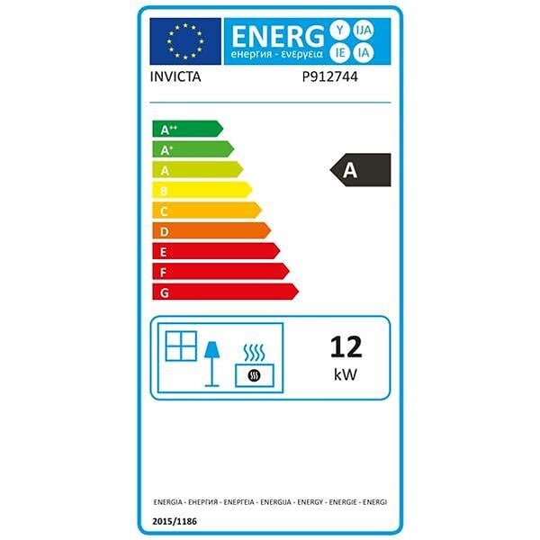 INVICTA - Poêle à bois ELTON 12 kW - Rdt: 75% - Bâches 80 cm - 100% fonte - Anthracite - large