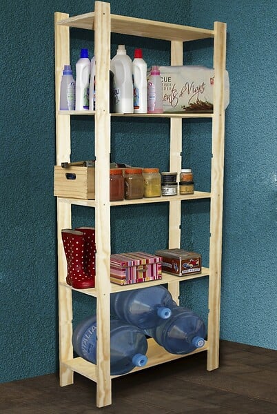 CENTRALE BRICO - Etagère Pin, 5 tablettes , l.65 x P.28 x H.170 cm - large