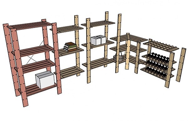 CENTRALE BRICO - Etagère Pin, 4 tablettes , l.82 x P.40 x H.170 cm - large