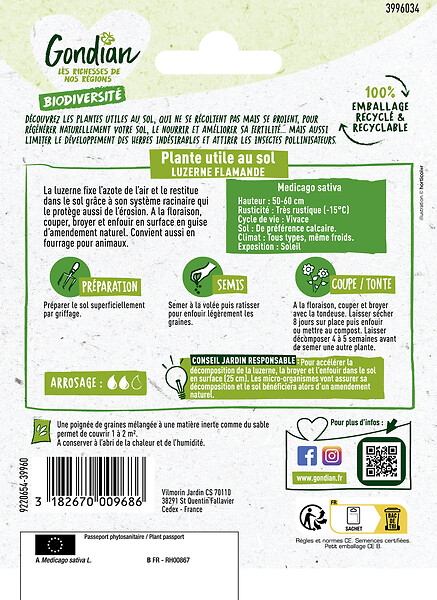 GONDIAN - Graines engrais vert - Luzerne Flamande - Sachet 210g - large