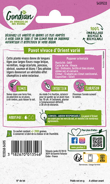 GONDIAN - Pavot Vivace d'Orient Varié - Graines - large