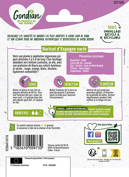 GONDIAN - Haricot d'Espagne Varié Gondian - large