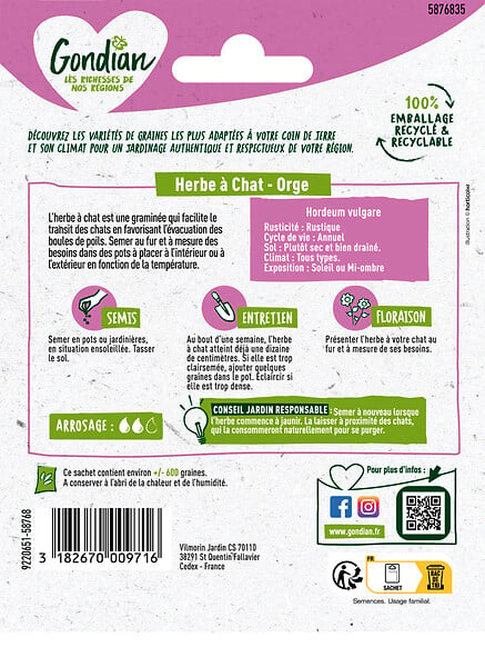 GONDIAN - Herbe à chat Cataire Orge - 0.5 kg - large